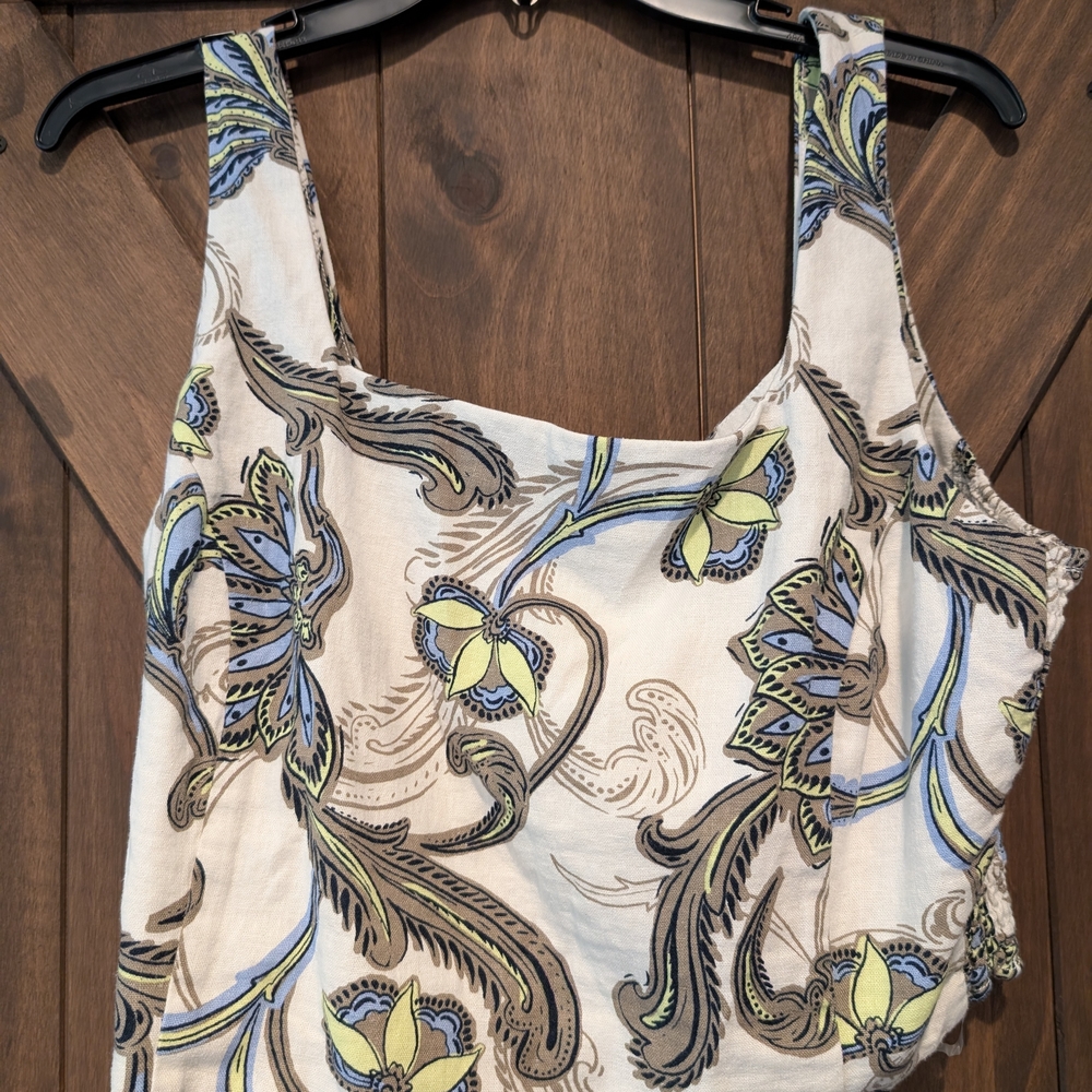 Ella Paisley Crop Top and Skirt Set - Green, Blue, Black on White - Picture 3 of 12